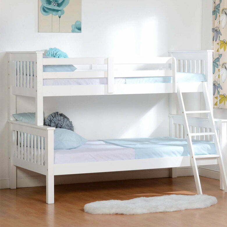 bunk beds with double bed at bottom