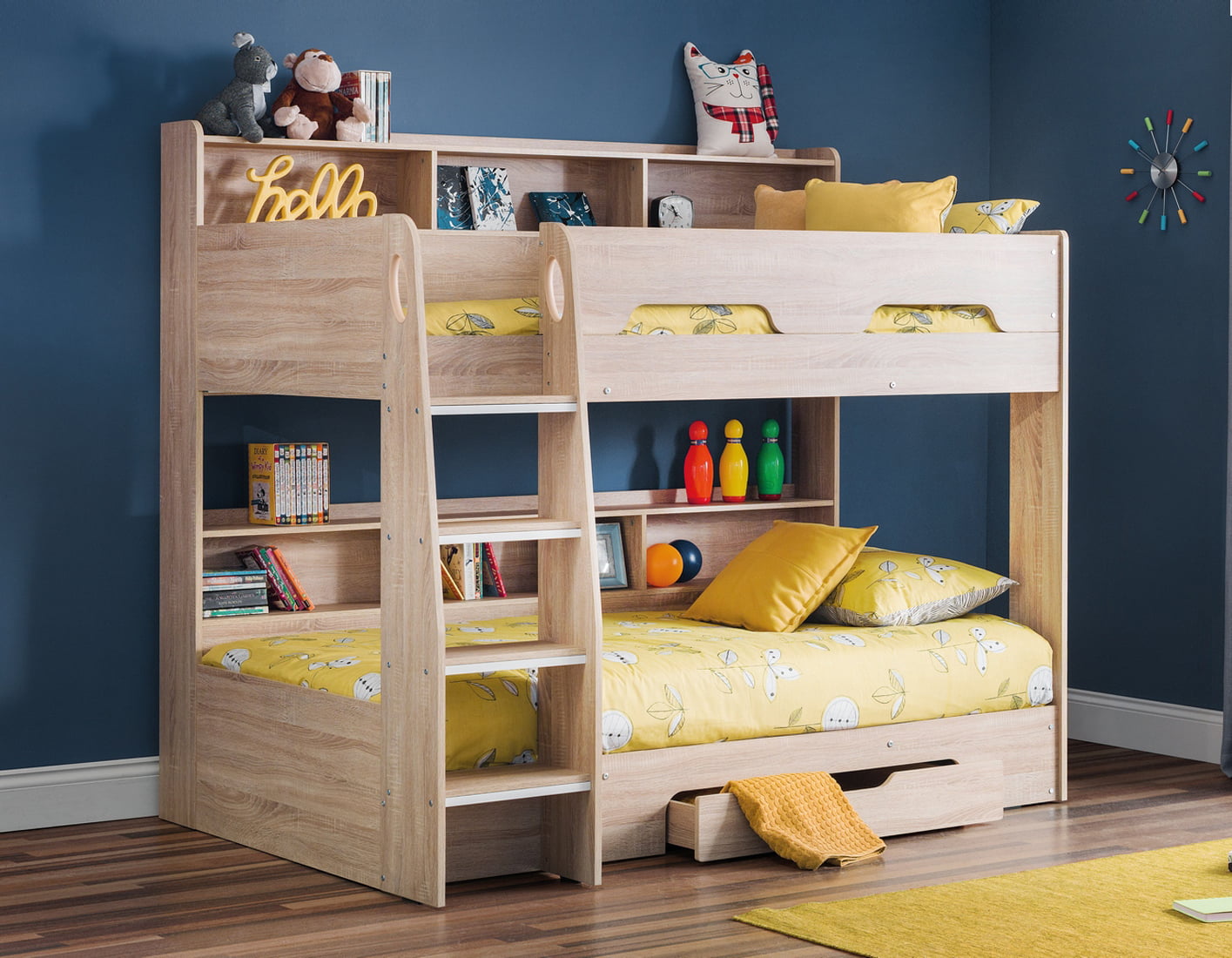 Orion Bunk Bed In Oak With, Bunk Beds With Shelves