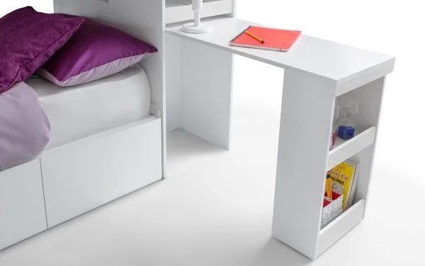 eclipse white bunk bed desk
